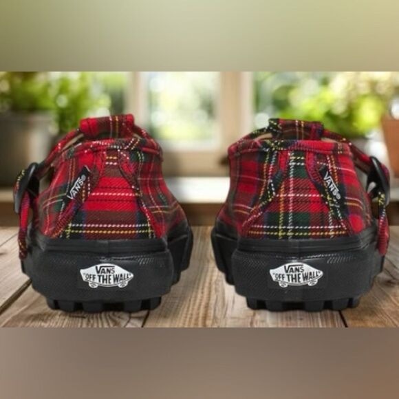🔥 VANS STYLE 93 PLAID MARY JANE SNEAKER IN PLAID RED/BLACK Size 6 Men 7.5 Women - Picture 5 of 10
